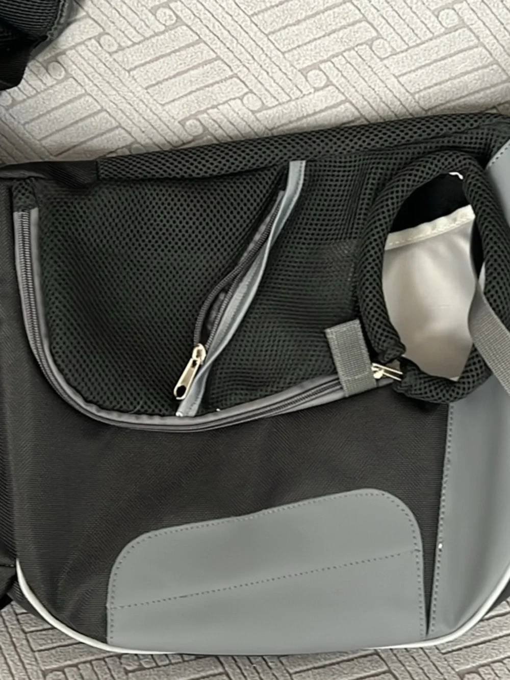 Pet Carrier Backpack - Black and Light Gray - Comfortable Travel Tote for Dogs